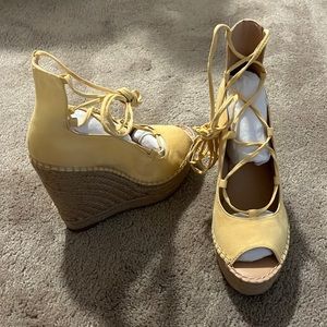 Yellow Strappy Wedge Shoedazzle